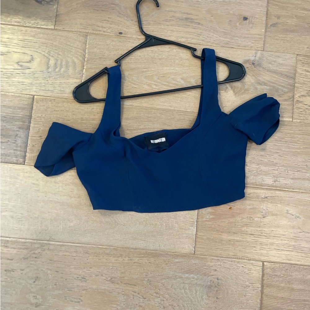Reformation Crop Top Size 4 Navy with Lining Size 4